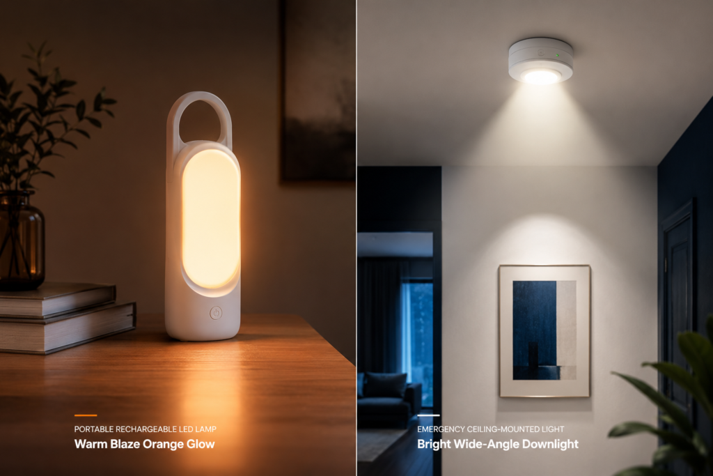 چراغ‌های شارژی پرتابل و چراغ‌های اضطراری سقفی
